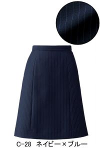 Ａラインスカート（ストライプ）　ネイビー×ブルー　フロントスタイル