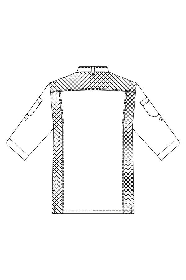 コックシャツ七分袖男女兼用　イラスト　バックスタイル