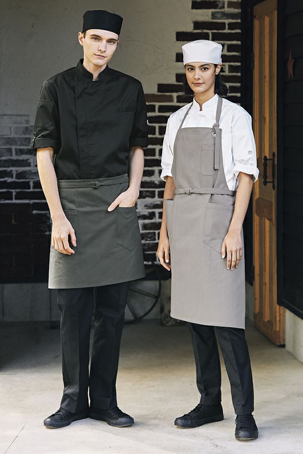 コックシャツ七分袖　男女兼用　エプロン