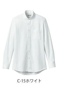 ワイドカラーニットシャツ長袖　ホワイト