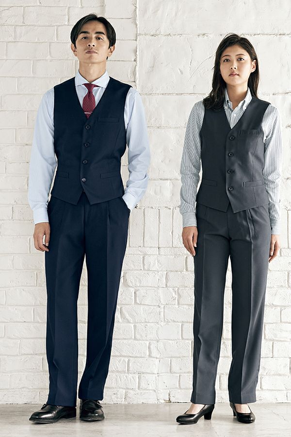 ワイドカラーニットシャツ長袖　べスト