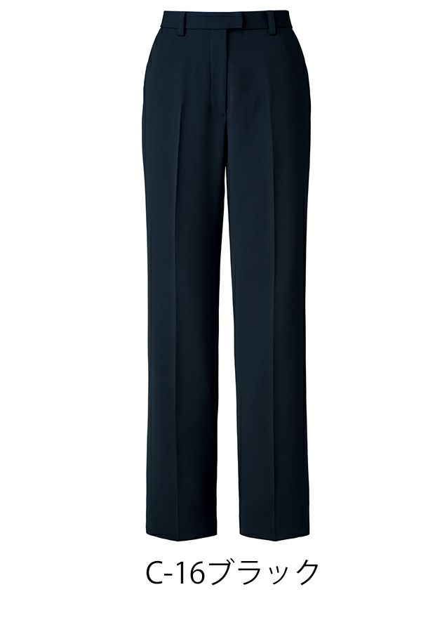 裾上げらくらくストレートパンツ　ブラック