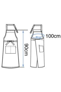 デニム胸当てエプロン［男女兼用］　サイズ表