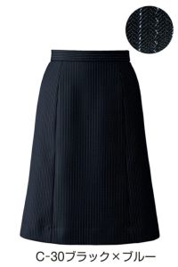 Aラインスカート（ストライプ）　ブラック×ブルー
