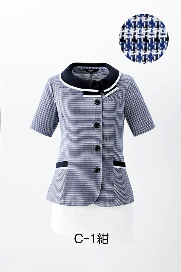 オーバーブラウス半袖　紺