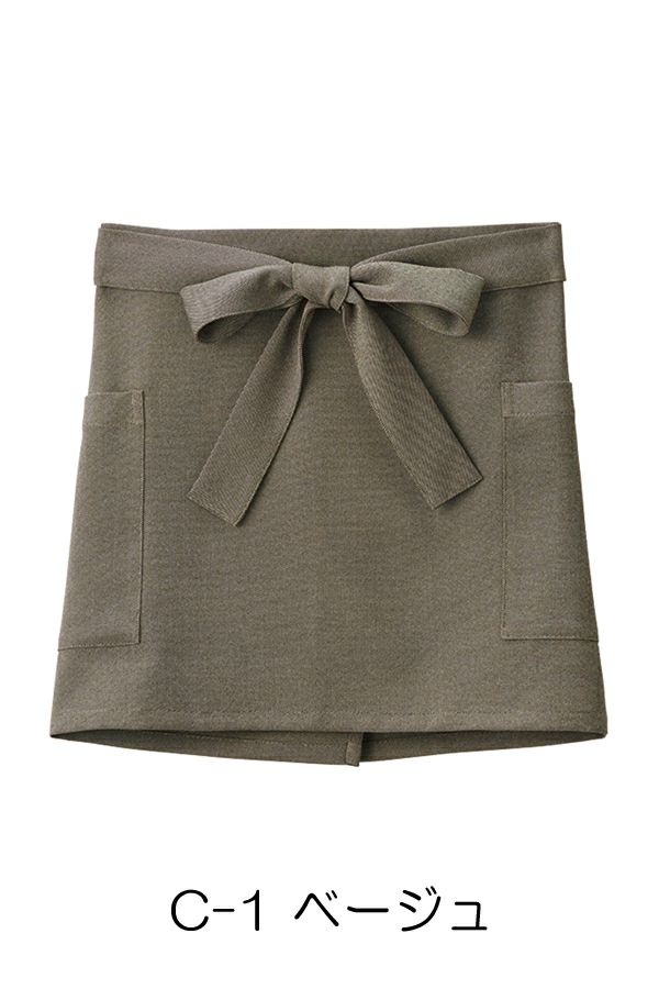 和風ショートエプロン　ベージュ