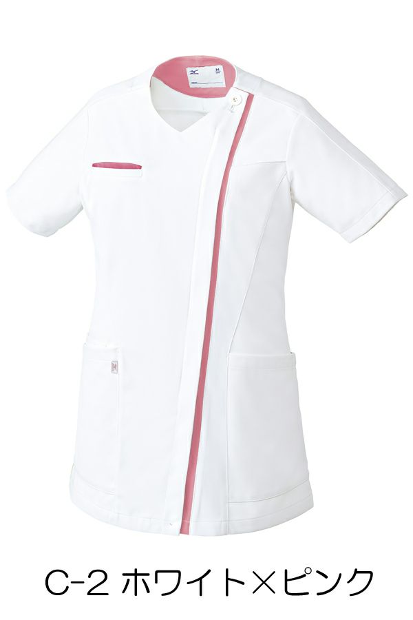 女性ジャケット半袖　ホワイト×ピンク