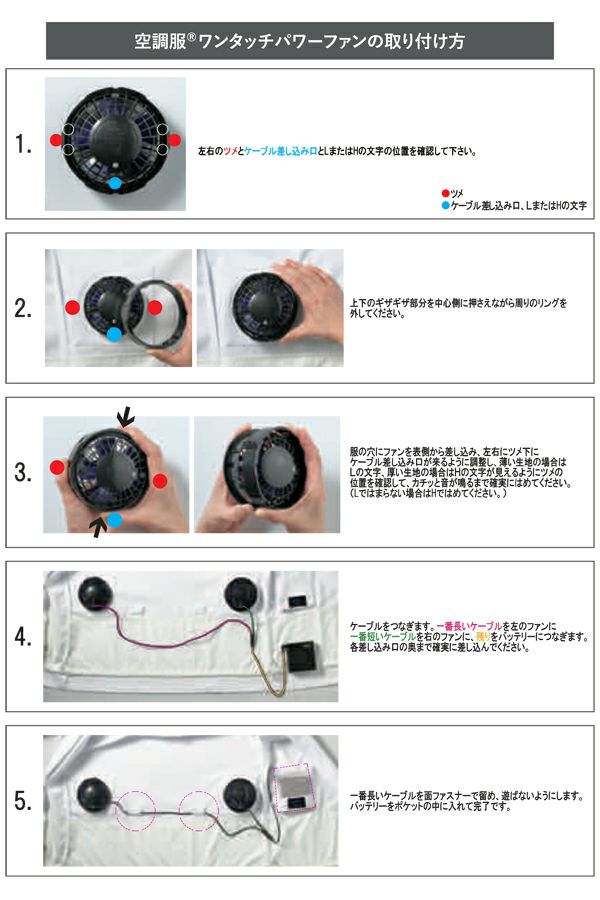 空調服&#8482;パワーファンスターターキット　取りつけ方　