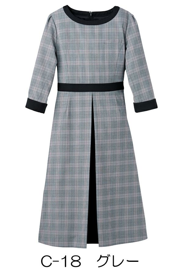 ワンピース七分袖　グレー