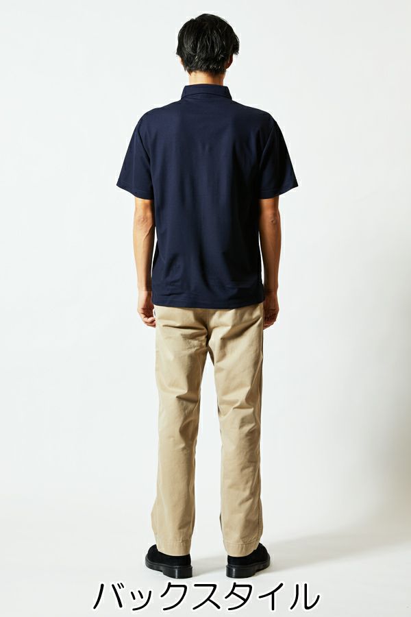 ボタンダウンポロシャツ半袖　バックスタイル
