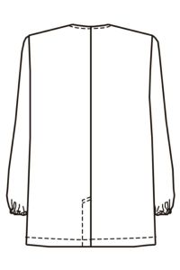 襟なし　調理白衣（長袖）［男性］　バックスタイル