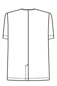 襟なし調理白衣（半袖）［男性］　バックスタイル