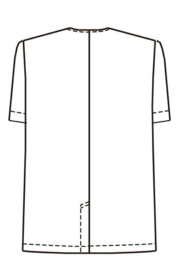 襟なし調理白衣（半袖）［男性］　バックスタイル