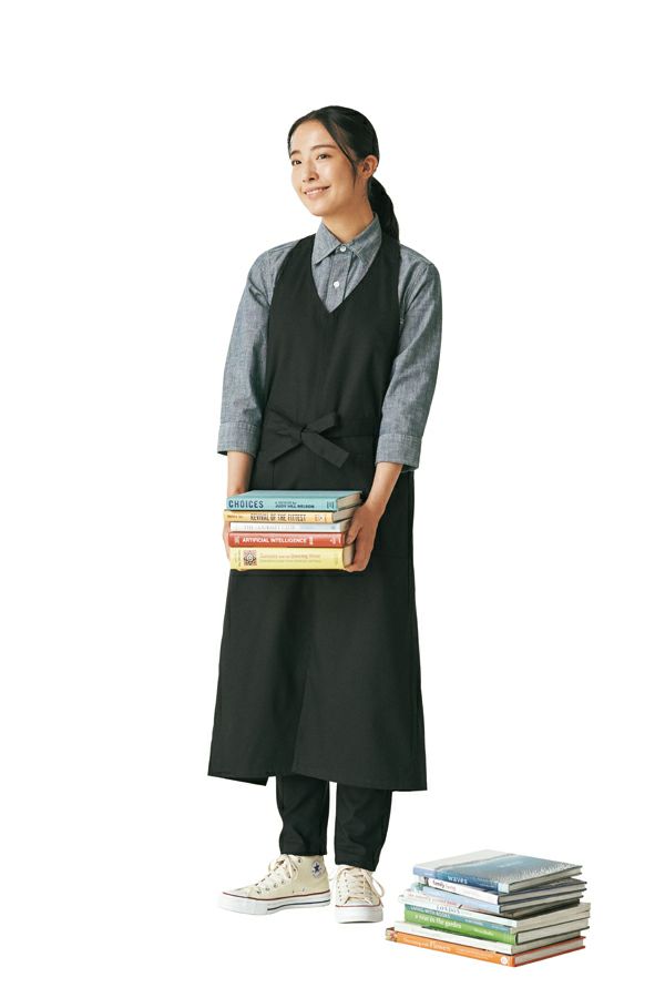 Vネックエプロン（男女兼用・無地）　全身