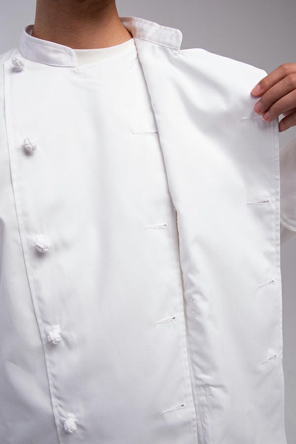 コックコート　長袖　合わせ部分
